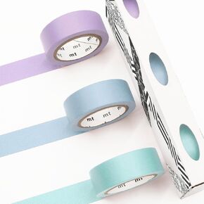 MT Washi Masking Tape - Kamoi Paper Washi Adhesive Tape - 15mm * 7m - Cool Pastel - Pastel Cyan, Pastel Lavender, Pastel Ultramarine- Set of 3