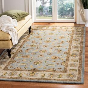 SAFAVIEH Heritage Collection Area Rug - 8'3" x 11', Light Blue & Beige, Handmade Traditional Oriental Wool, Ideal for High Traffic Areas in Living Room, Bedroom (HG913A)