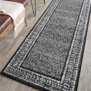 SAFAVIEH Adirondack Collection Runner Rug - 2'6" x 18', Black & Silver, Distressed Design, Non-Shedding & Easy Care, Ideal for High Traffic Areas in Living Room, Bedroom (ADR110A)