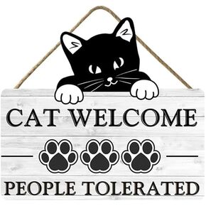 Wooden Please Don't Let The Cat Out No Matter Sign What It Tells You Wood Plaque Sign Hanging for Cats Lovers Christmas Decoration Housewarming 6x7IN