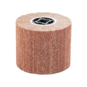 SALI Non Woven Wire Abrasive Drawing Polishing Burnishing Wheel Flap Brush Wire Brush Drum Surface Conditioning Tool for Metal Surface Polishing Grinding Removing Rust 120x100x19mm (240 Grit)