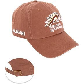 Western Michigan University Baseball Hat Broncos WMU Brimmed Embroirderd Hats Cap Adjustable Cloth Strap Adult (Style B) Brown