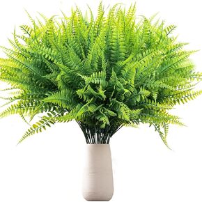24 Pcs Artificial Ferns for Outdoors, Artificial Plants in Outdoor Flower Pots, Artificial Boston Fern for Large Outdoor Terrace Decoration, Porch Hanging Flower Pot Decoration