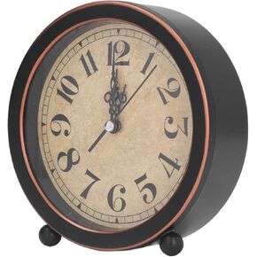 GLOGLOW Alarm Clock, Ticking Nonradiative High Accuracy Battery Alarm Clock Desk Decoration Retro Easy Identification Silent Desk ClockDesk & Shelf Clocks
