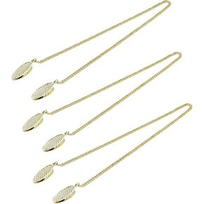 3pcs Napkin Clips Bib Holder Clip with Flexible Adjustable Chains and Lanyard Clip, Metal Bib Clip Napkin Fixing Clip for Dental, Adult and Elderly (19inch - Gold)