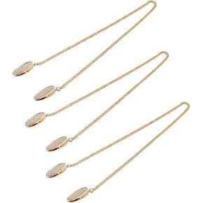 3pcs Napkin Clips Bib Holder Clip with Flexible Adjustable Chains and Lanyard Clip, Metal Bib Clip Napkin Fixing Clip for Dental, Adult and Elderly (19inch - Gold)
