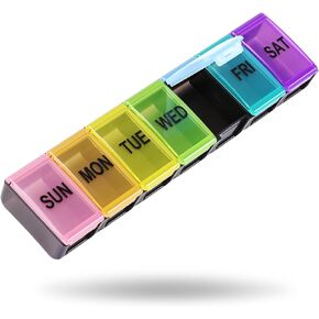 Extra Large Weekly Pill Organizer, 7 Day Pill Box, Travel Pill Case, Daily Pill Dispenser Holder Container for Medicines Vitamin Finish Oil (Black)