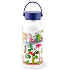 Kate Spade New York Large Insulated Stainless Steel Water Bottle, 33 Ounce Metal Water Bottle, Double Wall Travel Tumbler with Lid (Sunny Day Stripe)