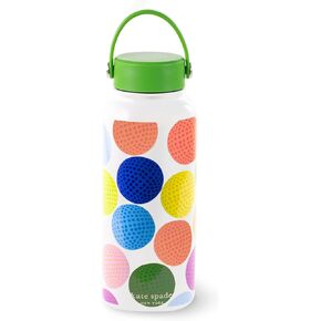 Kate Spade New York Large Insulated Stainless Steel Water Bottle, 33 Ounce Metal Water Bottle, Double Wall Travel Tumbler with Lid (Sunny Day Stripe)