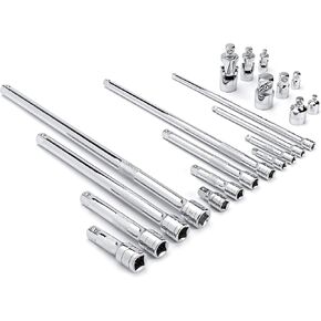 GEARWRENCH 20 Piece 1/4", 3/8", 1/2" Drive Extension, Universal Joint and Adapter Set - 81315A-07