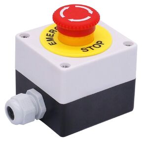 Taiss 22mm Emergency Stop Push Button Switch Station 2 NC Red Sign Mushroom emergency stop switch 10A 440V Stop Switch Box emergency button LA38A-02ZS-BOX