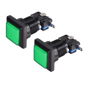uxcell Game Push Button 34x34 Square 12V LED Illuminated Push Button Switch with Micro Switch for Arcade Video Games Green 2pcs