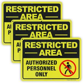 3 Pack Restricted Area Sign Authorized Personnel Only Sign, 10" x 7" .04" Rust Free Aluminum – Reflective, UV Protected and Weatherproof