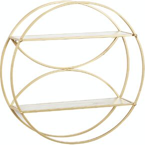 CosmoLiving by Cosmopolitan Metal Arched 2 Shelves Wall Shelf, Set of 2 12", 11" W, Gold