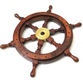 Maritime Decorative Ship Wheel - Handmade Hard-wood Ship Wheel 24" inch