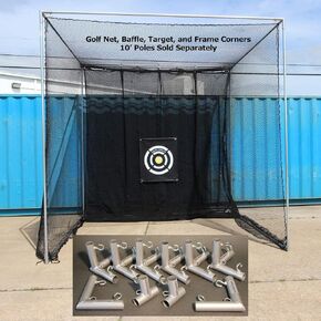 Golf Hitting Net, Baffle, and Golf Net Target with DIY Frame Corners - 10' Poles NOT Included…