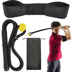 Golf Swing Trainer Rope Aid: Speed Power Tempo Training - Indoor Club Rope Whip Swing Posture Practice Golf Lag Rope Shot Drill Swing Trainer Equipment Exercise Buddy With Weighted Ball (Black)