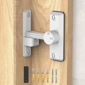 Barn Door Lock Latch, 90/180 Degree Flip Barn Sliding Door Latch, Home Security Bifold Door Lock for Garage, Bedroom, Cabinet, Barn, Heavy Duty Zinc Alloy Security Door Lock (Black-1 pc)