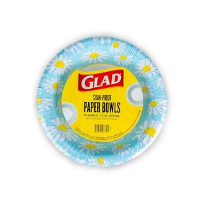 أوعية ورقية للاستعمال مرة واحدة من Glad بتصميم أقحوان جميل| أوعية ورقية مقاومة للقطع وقابلة للميكروويف لجميع الأطعمة والاستخدام اليومي | 12 أونصة، 50 قطعة