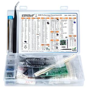 SMD 1206 0805 0603 Component Assortment, Resistor, Capacitor, Diode, Transistor, LED, OpAmp, IC, Solder, PCB, SMT Soldering Assorted Kit 2900 pcs