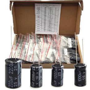 Capacitors 25 Values 504Pcs 0.1uF－2200uF Assortment Kit, Minidodoca 10V/16V/25V/35V/50V Aluminum Electrolytic Capacitors Kit for Arduino,TV, LCD Monitor, Radio, Stereo, Game