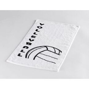 Tandem Sport Volleyball Setter's Towel - Keep Hands Dry and Ready to Play - 100% Cotton Volleyball Hand Towel - White Team Towel with Volleyball Print - Tuck in Waistband for Practices and Games