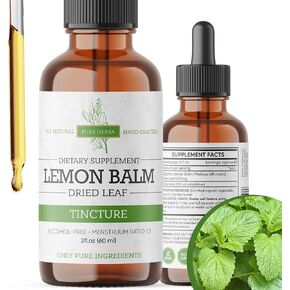 Organic Lemon Balm Tincture, Supports Calmness and Relaxation, Alcohol Free, Vegan - 2 Fl Oz