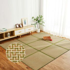Nisorpa 71'' x 71'' Japanese Rug Tatami Rug Mat 0.47'' Thick Japanese Floor Mattress Rattan Non-Slip Breathable Memory Foam Area Rug Bedroom Sleeping Crawling Playmat Japanese Tatami Mat, Brown