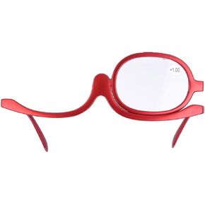 Makeup Glasses with Magnify Eye,Rotating Makeup Glasses for Women Makeup Essential Tool(红色1)