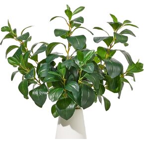3Pcs Faux Bigleaf Ficus Branches Artificial Shrubs Greenery Stems Eco-friendly Fake Plants for Vase Home Decor Indoor 27.6"