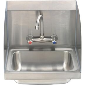 Stainless Steel Hand Wash Sink Commercial-Bokaiya 17x15 Inch Wall Mount Hand Sink with Faucet Combo Wall-mount Kitchen Sink 16 Gauge Utility Sink Garage Wash Basin for Outdoor,Kitchen, Restaurant
