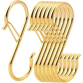 Ultimate Hanging Hooks Set - 3.55inch Gold S Hooks for Hanging Heavy Duty - Ideal for Plants, Baskets, Closets & More! (6)
