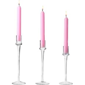 Tapered Glass Candlestick Holder,Set of 3 Candle Holders,Clear Glass Candle Holders are Sophisticated and Luxurious, Making Them Perfect as Party and Holiday Table Centerpieces…