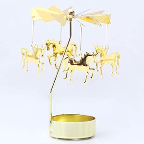 Spinning Candle Holder, Golden Rotating Candlestick Set for Romantic Wedding, Christmas Party, Home Table Decorations, Holiday Favor Gift (Unicorn)