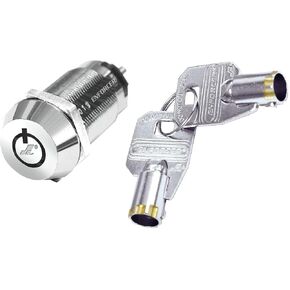 SECO-LARM SS-095-1H1 High Security Tubular Key Lock Switch, Used for Momentary Alarm Arm/Disarm, Momentary ON/shunt Off 2 Terminals, SPST; Maintained Off, Springs Back from ON, Key Removable from Off