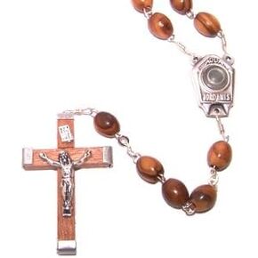 Olive Wood Rosary with Holy Water from the Jordan River - With Certificate of Authenticity (51 cm or 20")
