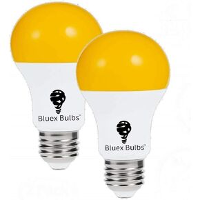 4 Pack LED Dusk to Dawn A19 Bug Light Bulbs, Yellow Bulb, Amber Light with Automatic Sensor Bulb, LED Porch Lights Security Bulb, Auto on/Off, 2000K E26, 500 Lumens (4 Pack - Yellow)