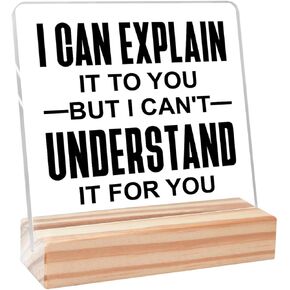 I Can Explain It to You But I Can't Understand It for You Acrylic Sign,Funny Office Gifts for Coworker,Humor Office Cubicle Gifts for Employee,Office Quotes Acrylic Plaque Sign Desk Decor