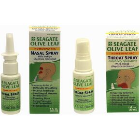 Seagate Products, Olive Leaf Nasal and Raspberry Spearmint Throat Spray Combo Pack (2Pack), Products