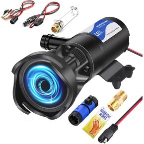 RV Macerator Pump 12GPM RV Waste Water Pump for Sewage 12V Portable Quick Release Self-Priming Sewer Pump with Garden Hose Port Trailer Waste Water Dump Pump for Boats Marine Camper Wacht