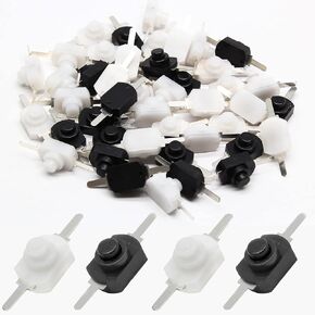 50Pcs Self-Lock Micro Push Button Switch DC 30V 1A, Latching Mini on/Off Switch for SMD Flashlight Type, Light Lamp Wall Outlet (25pcs White and 25pcs Black)