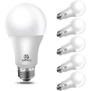 Energetic LED Light Bulbs 100 Watt Equivalent, Warm White 3000K, 1600lm 13.5W A19 Dimmable Light Bulb, CRI80+, 15000Hrs, 6-Pack, UL Listed