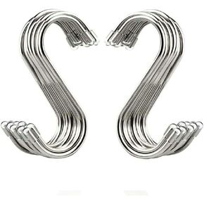 20 Pack 3.4" S Shaped Hooks Stainless Steel Metal Hangers Hanging Hooks for Kitchen, Work Shop, Bathroom, Garden
