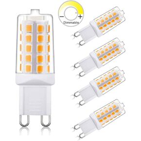 G9 led Bulb Dimmable t4 g9 Base Bulbs, 2700K Soft White Light Equivalent to 25W 40W Halogen Bulbs, 4W 450Lm 120V AC No Flicker 360 Degree Angle, G9 led Lamp,5 Pack