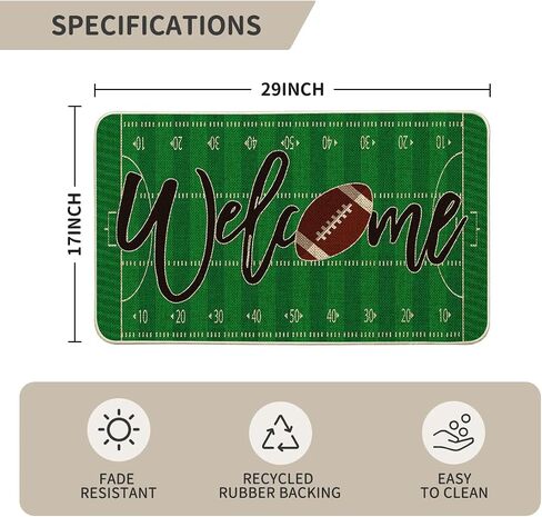 Artoid Mode Touchdown Football Field Welcome Doormat, Rugby Sport Home Decor Low-Profile Switch Rug Door Mat Floor Mat for Indoor Outdoor 17x29 Inch in Saudi Arabia