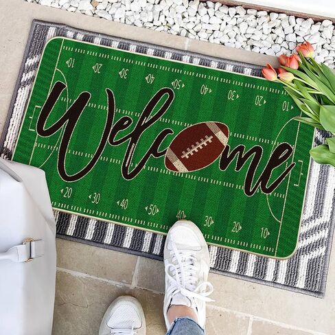 Artoid Mode Touchdown Football Field Welcome Doormat, Rugby Sport Home Decor Low-Profile Switch Rug Door Mat Floor Mat for Indoor Outdoor 17x29 Inch in Saudi Arabia