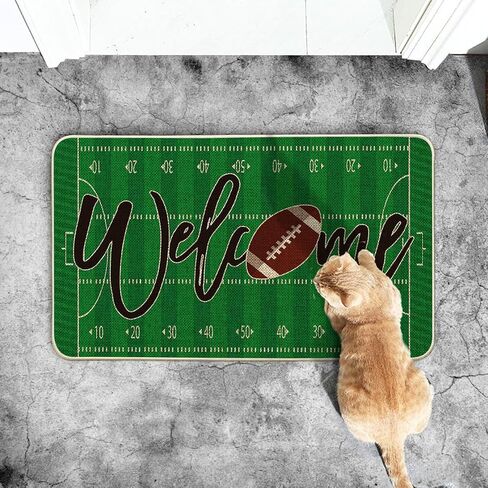 Artoid Mode Touchdown Football Field Welcome Doormat, Rugby Sport Home Decor Low-Profile Switch Rug Door Mat Floor Mat for Indoor Outdoor 17x29 Inch in Saudi Arabia