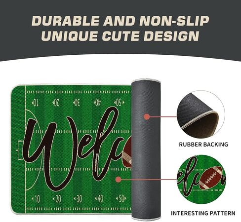 Artoid Mode Touchdown Football Field Welcome Doormat, Rugby Sport Home Decor Low-Profile Switch Rug Door Mat Floor Mat for Indoor Outdoor 17x29 Inch in Saudi Arabia