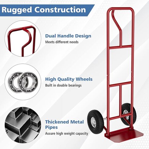 Nightcore Hand Truck 660 LBS Capacity, Heavy-Duty Dolly Cart w/P-Handle, All-Terrain Double Bearing Rubber Wheels, Foldable & Space-Saving Hand Cart for Home, Warehouse, Garage, Backyard (Black) in Saudi Arabia