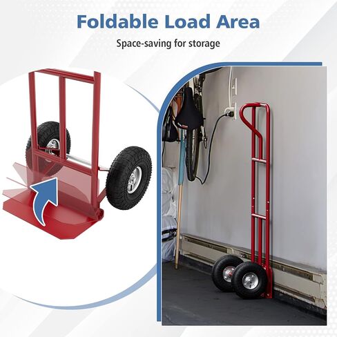 Nightcore Hand Truck 660 LBS Capacity, Heavy-Duty Dolly Cart w/P-Handle, All-Terrain Double Bearing Rubber Wheels, Foldable & Space-Saving Hand Cart for Home, Warehouse, Garage, Backyard (Black) in Saudi Arabia